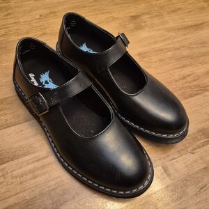 Angry Angels Black Leather Mary Janes Jane Dress Shoes. Size 7